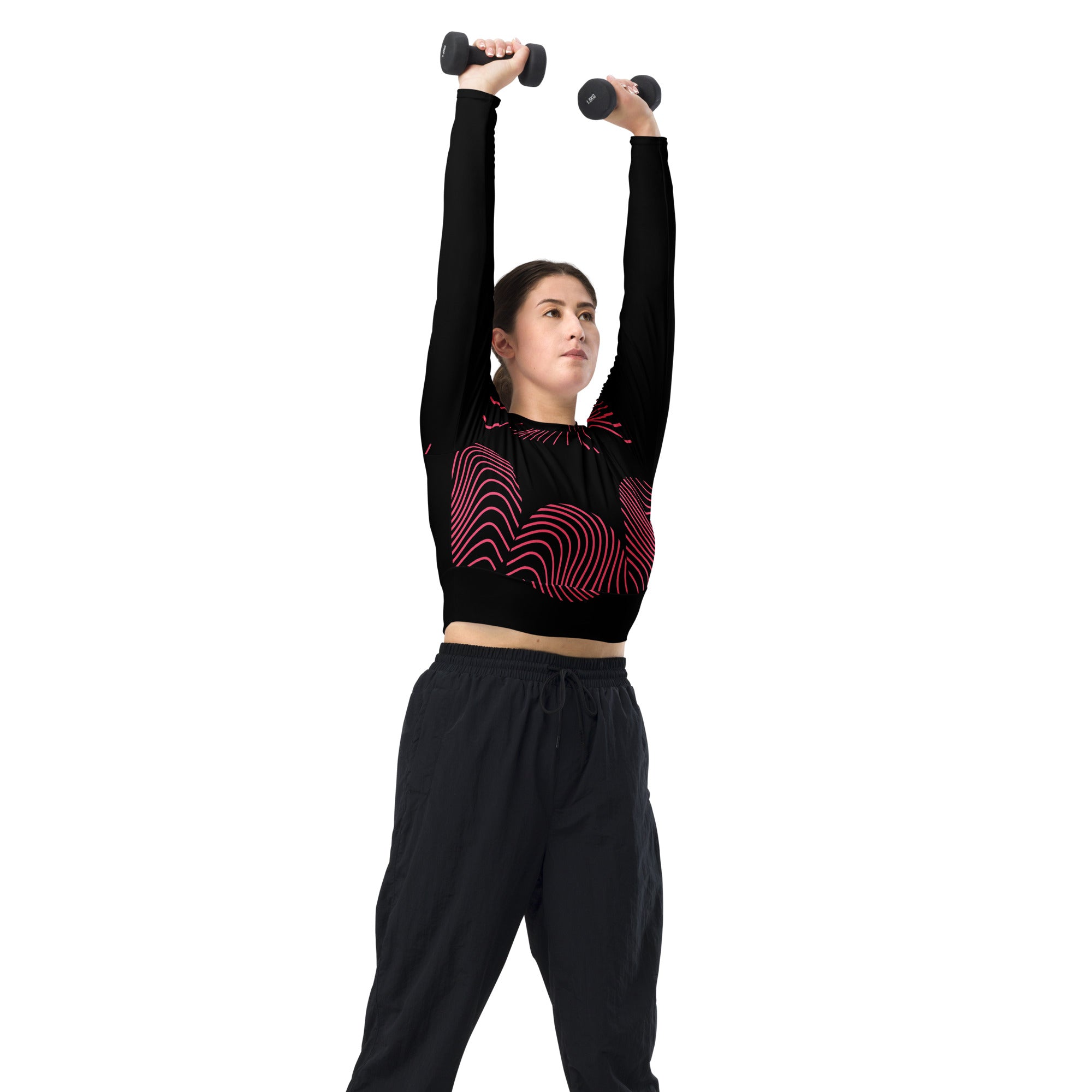 Activewear long-sleeve crop top. Yoga or Gym or Dance crop top. Streetwear top. RippleFX by WickedYo.